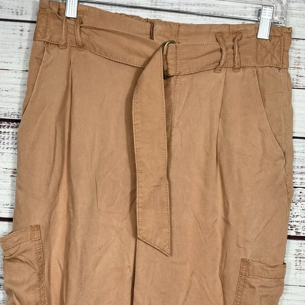 Free People Pants Women’s 4 Summers Over Cargo Belted Button Fly High Rise Pink